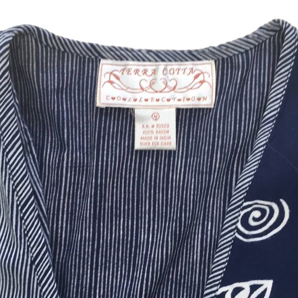 Vintage Terra Cotta Collection V-neck button down boho hippie short sleeve top - Picture 5 of 6